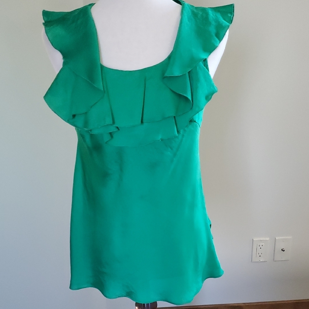 Green Ruffle Sleeveless Top